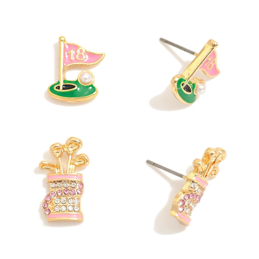 Metal Golf Stud Earrings