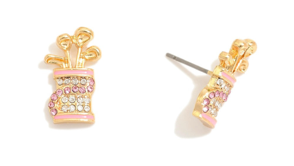 Metal Golf Stud Earrings Golf Clubs