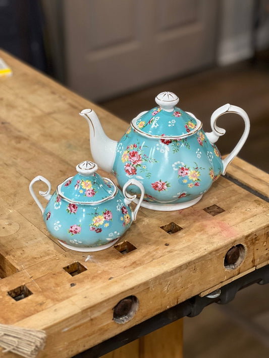 Gracie China Teapot and Sugar Bowl Set - The Mustard Seed Collection, The Seed