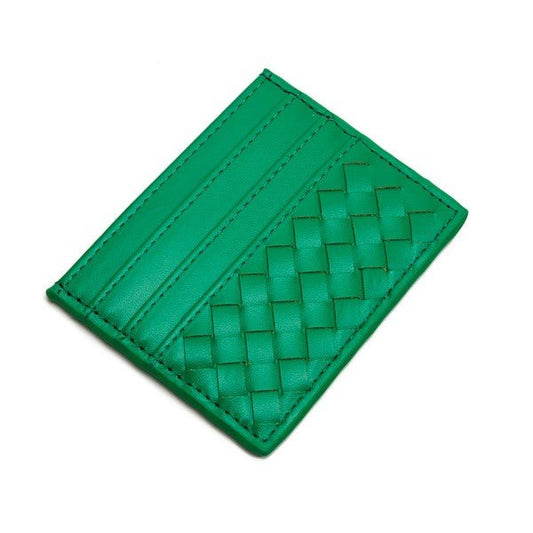 Green Double-Sided Woven Vegan Leather Card Holder Default Title