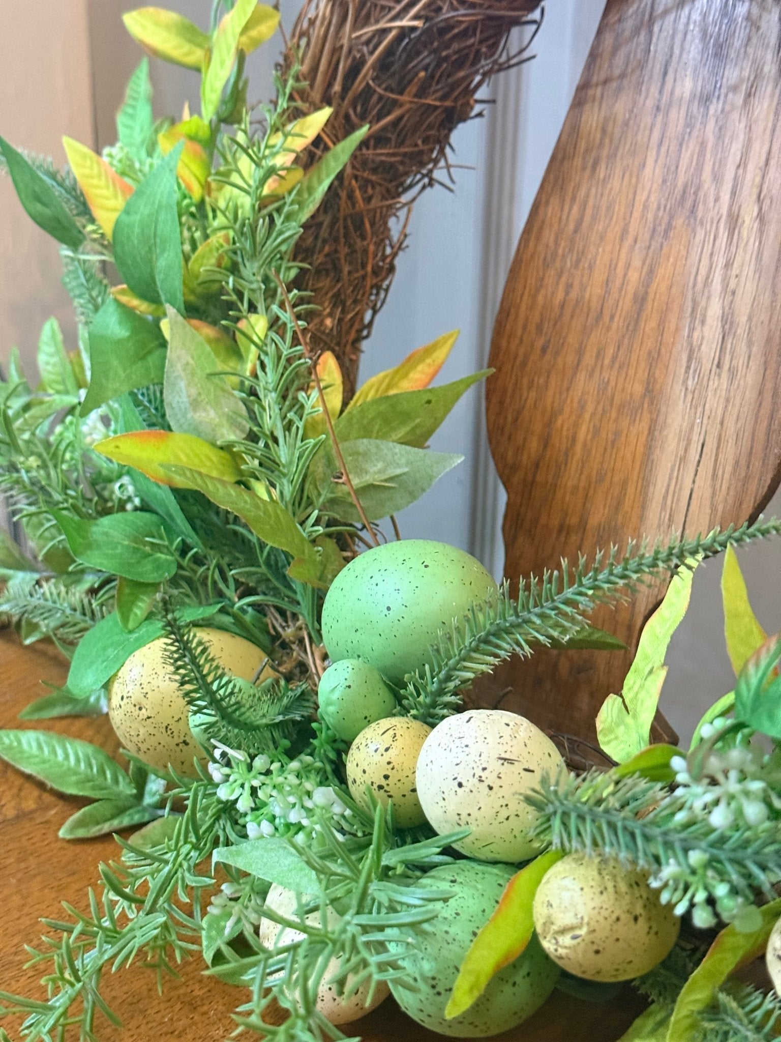 Green Easter Wreath with Eggs 