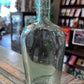 Green Glass Apothecary Bottle Flat Bellied High Crowned