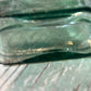 Green Glass Apothecary Bottle Flat Bellied High Crowned