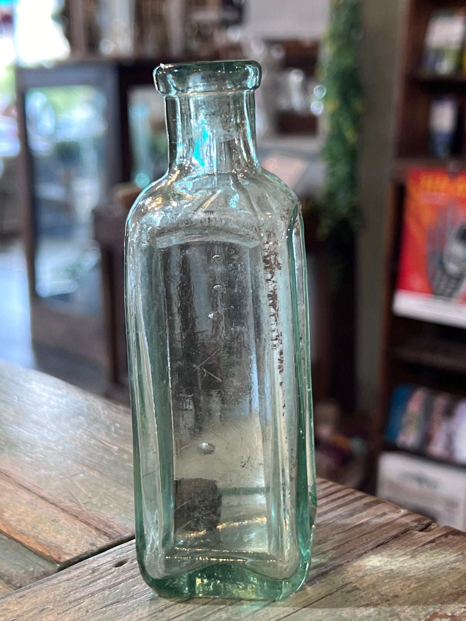 Green Glass Apothecary Bottle Square Bottom - The Mustard Seed Collection, The Seed