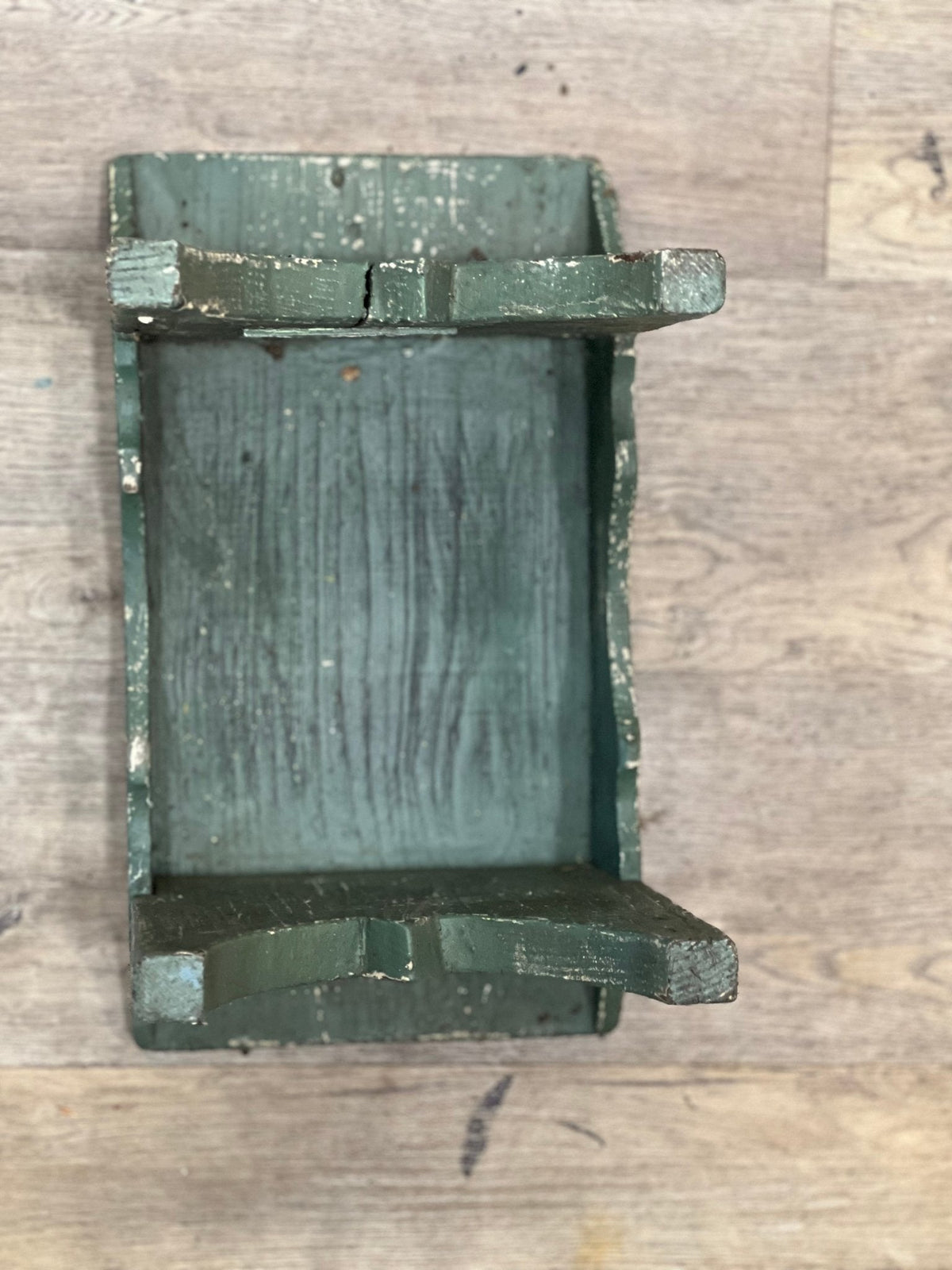 Green Scalloped Primitive Stool - The Mustard Seed Collection, The Seed