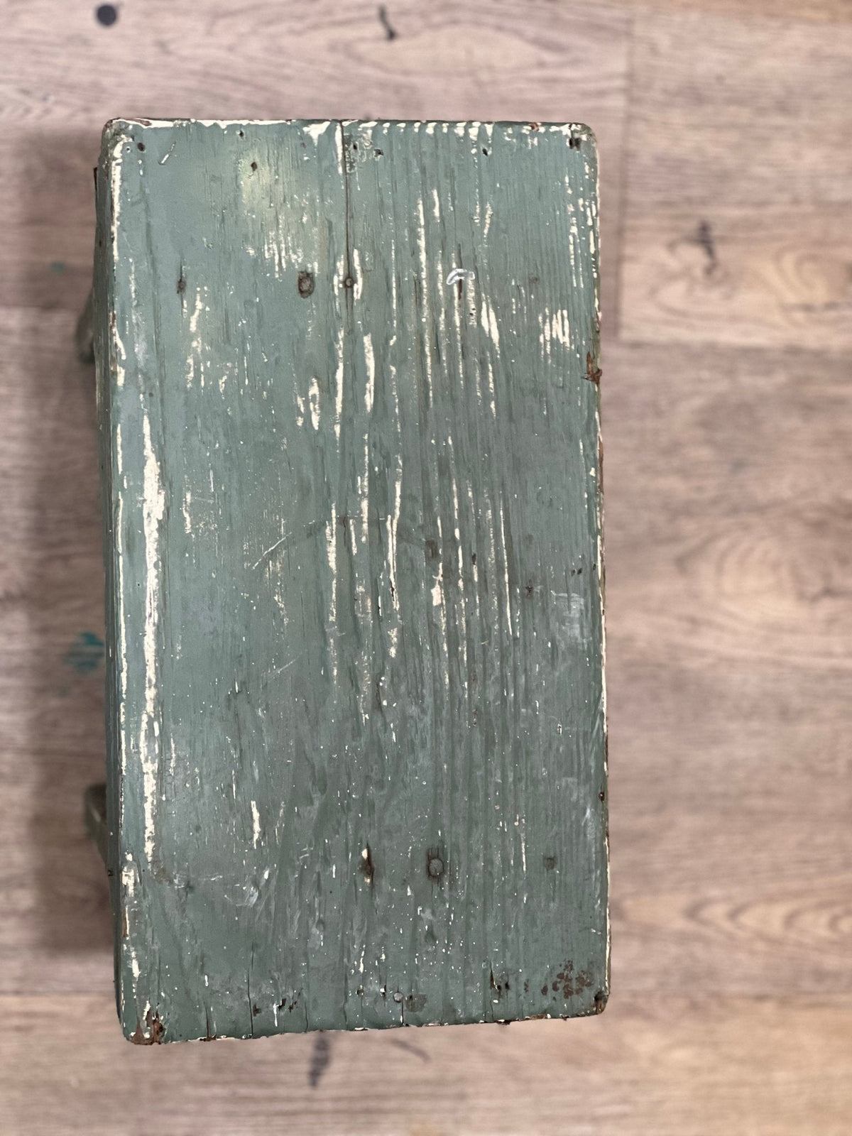Green Scalloped Primitive Stool - The Mustard Seed Collection, The Seed