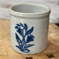 Grey Stoneware Crock with Cobalt Blue Blossoms 