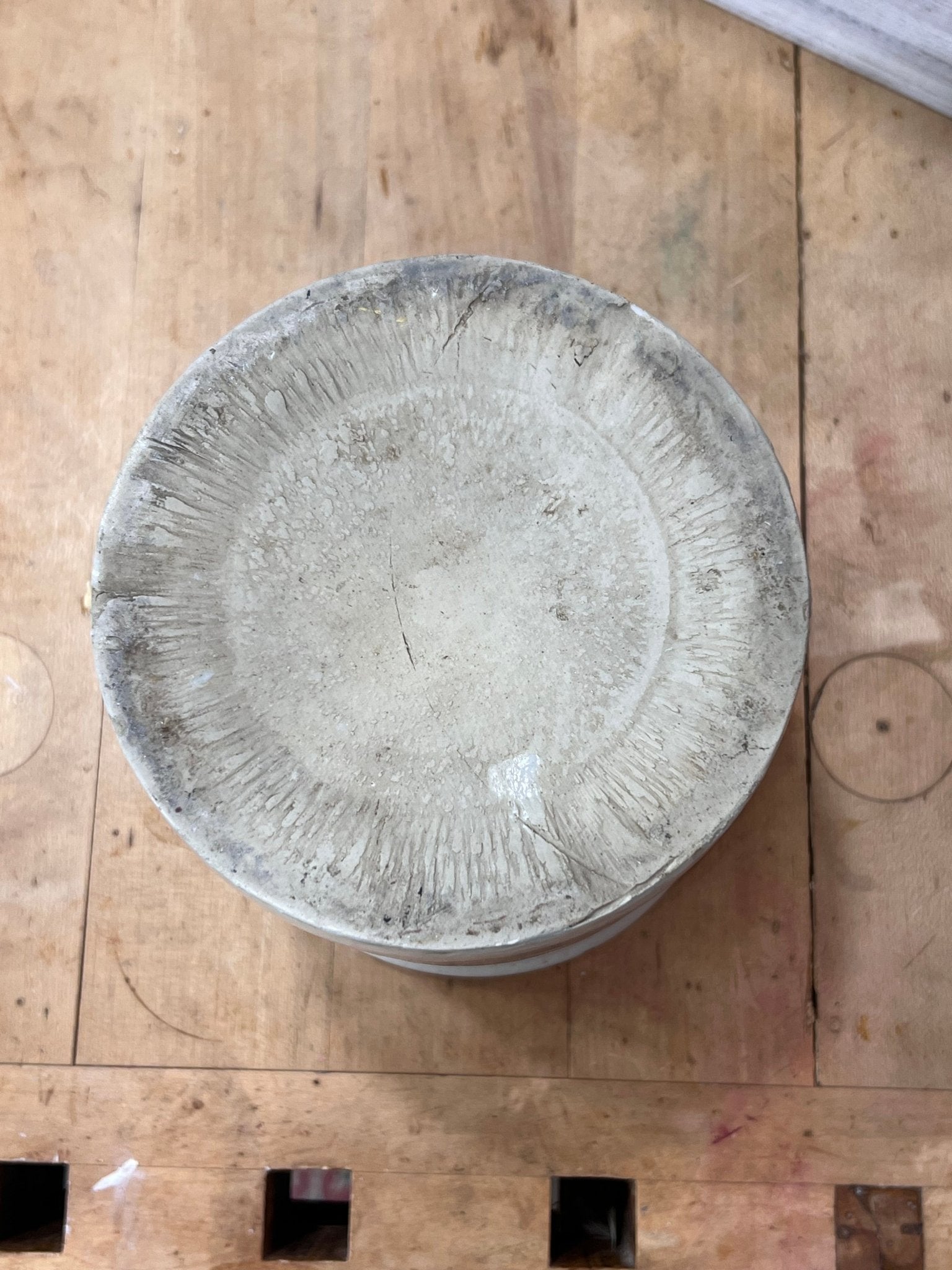 Grey Stoneware Crock with Cobalt Blue Blossoms 