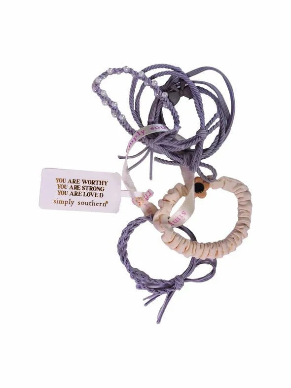 Hair Tie Phone Cord Set of 5 by Simply Southern Grey Pearl