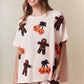Halloween Towel Patch Detailed Short Sleeve Knit Top - The Mustard Seed Collection, The Seed