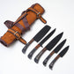 Hand-Forged 5-Piece Kitchen Knife Set | Hammered Black Carbon Steel | Pakawood & Black WalnutHandles 