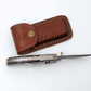 Hand-Forged Damascus Folding Pocket Knife | Blue Resin & Burl Wood Handle with Pocket Clip & Spine File Work - The Mustard Seed Collection, The Seed