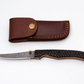 Hand-Forged Damascus Slim Folder | Textured Dark Wood Handle & Intricate Spine File Work - The Mustard Seed Collection, The Seed