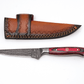 Hand-Forged Damascus Steel Skinning Knife | Red Pakkawood Handle & Mosaic Pin - The Mustard Seed Collection, The Seed