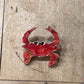Hand-Painted Wooden Red Crab Brooch / Pin