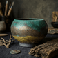 Hand-Thrown Textured Verdigris Ceramic Mini Teacup / Planter (2.25" x 3.25") 