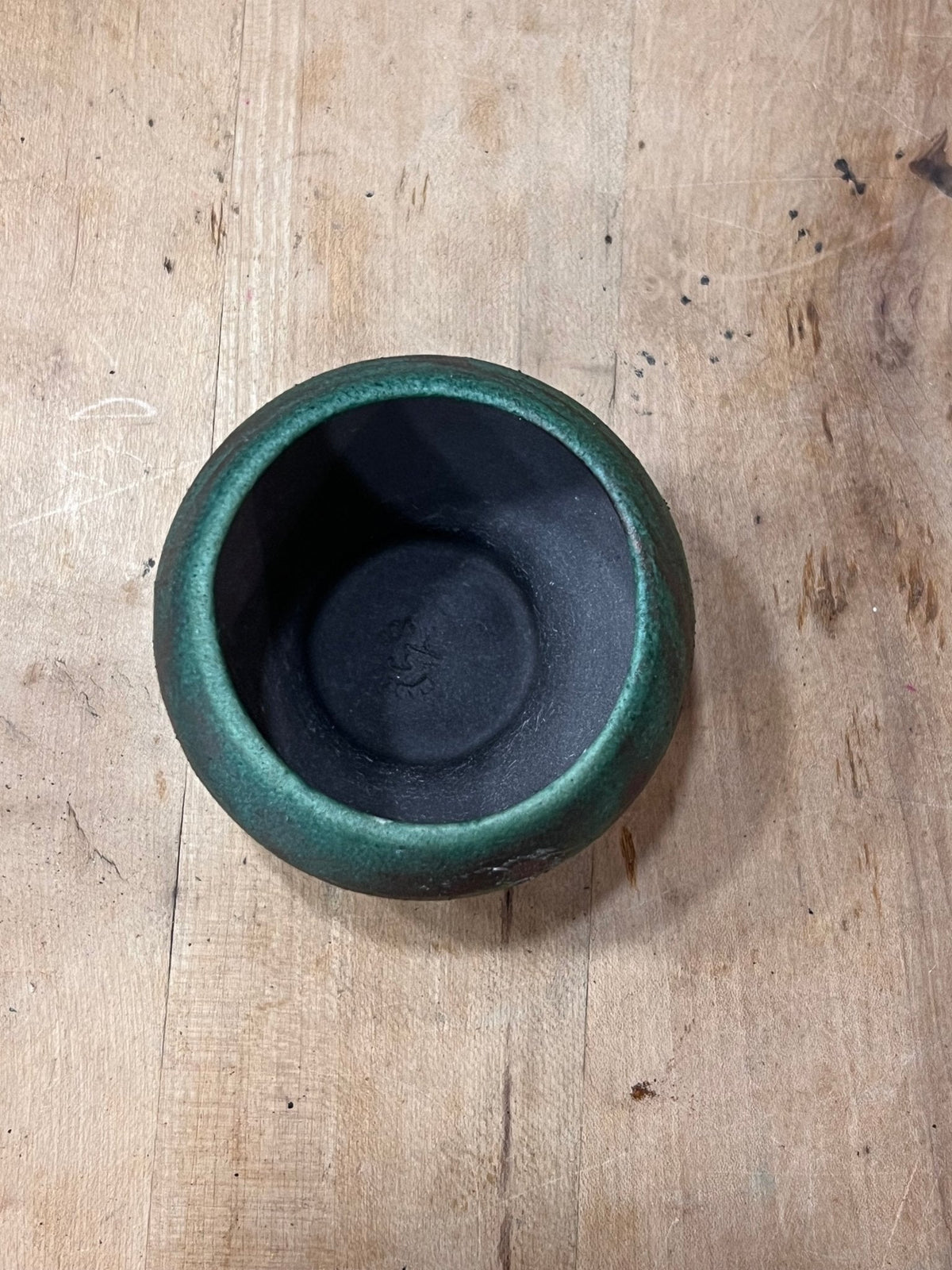 Hand-Thrown Textured Verdigris Ceramic Mini Teacup / Planter (2.25" x 3.25") 