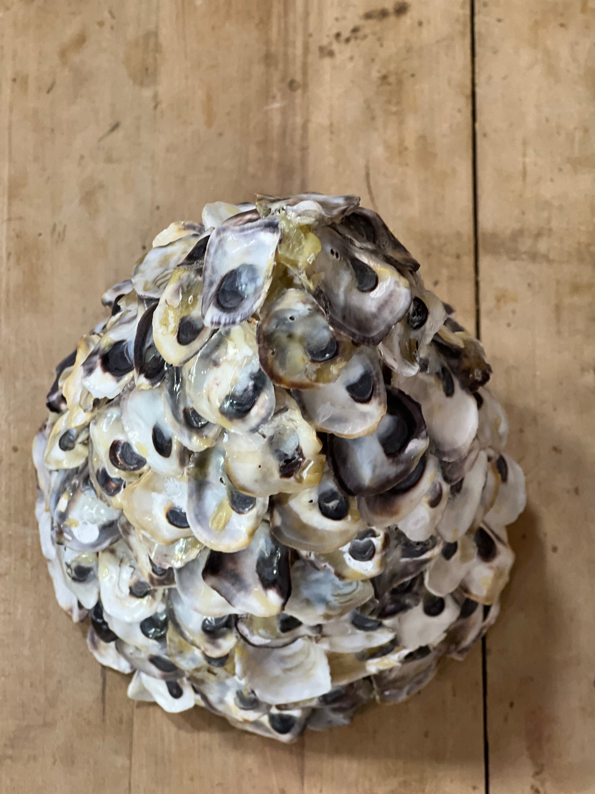 Handcrafted Coastal Oyster Shell Christmas Tree Topiary – 12" Tabletop Decor