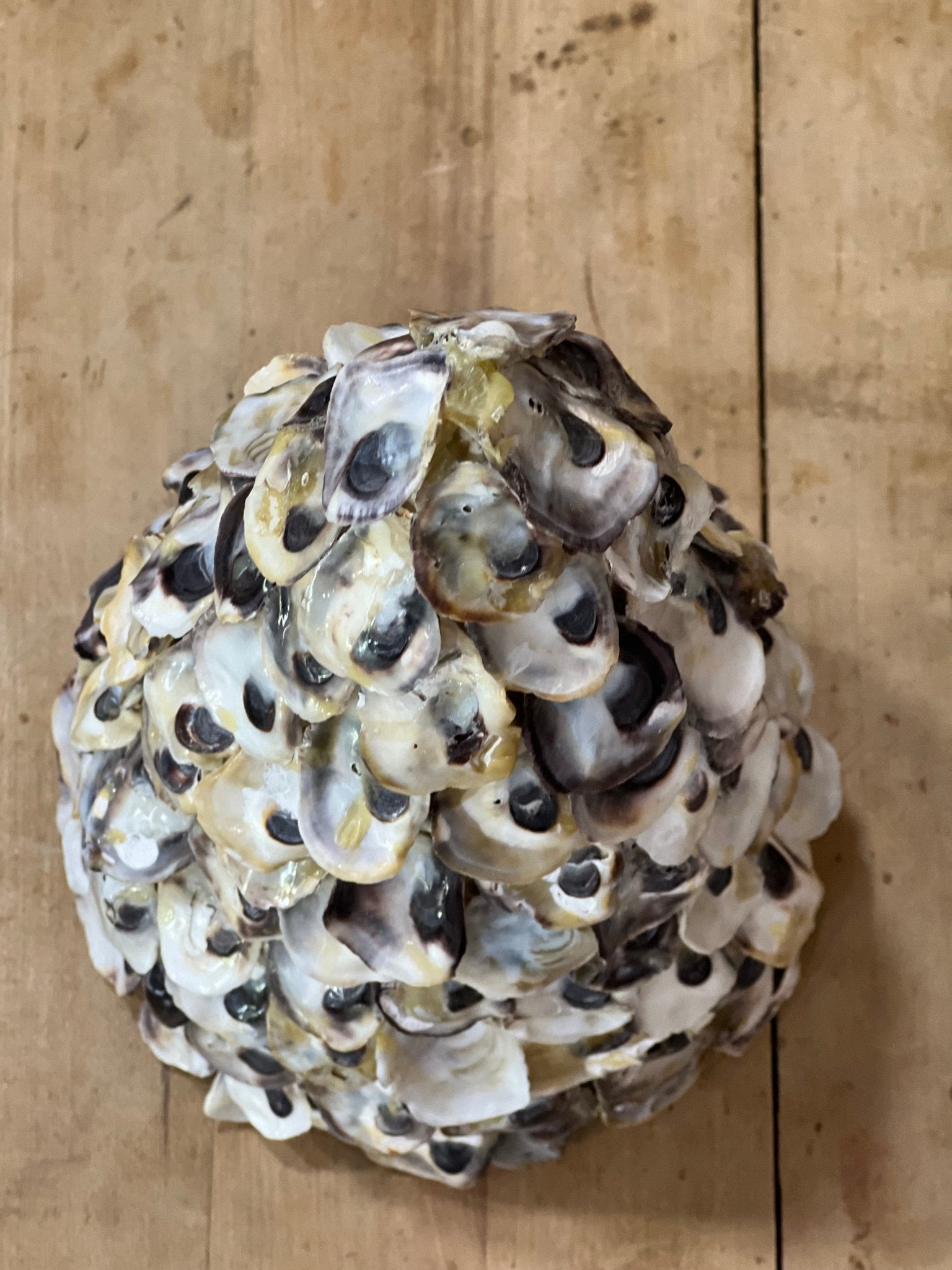 Handcrafted Coastal Oyster Shell Christmas Tree Topiary – 12" Tabletop Decor 