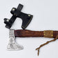 Handcrafted Viking Axe "Fenrir's Mark" — Engraved Carbon Steel Hatchet with Runic Carved Handle & Leather Sheath 