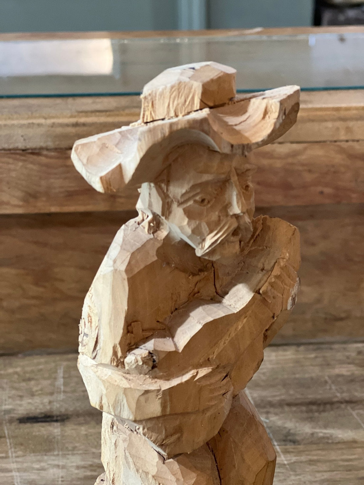 Handcrafted Wooden Man Playing Guitar - The Mustard Seed Collection, The Seed