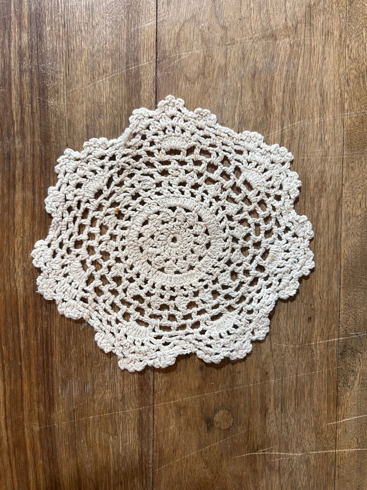 handmade 6.5" crocheted lace doily.