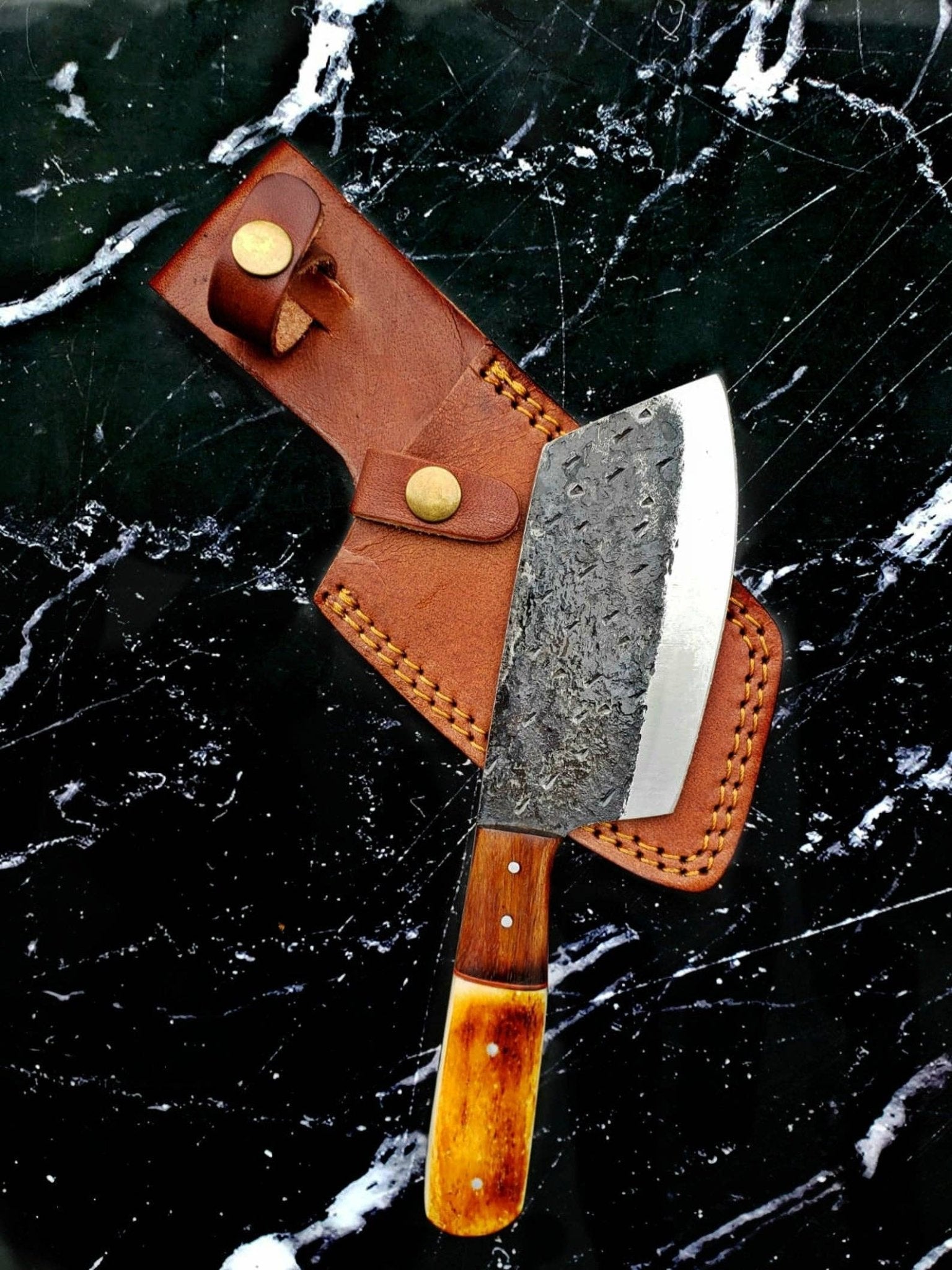Handmade Carbon Steel Cleaver for Kitchen & Outdoor