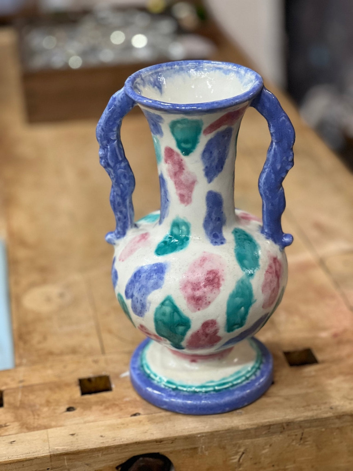 Handmade Ceramic Amphora Vase – Pastel Terrazzo 