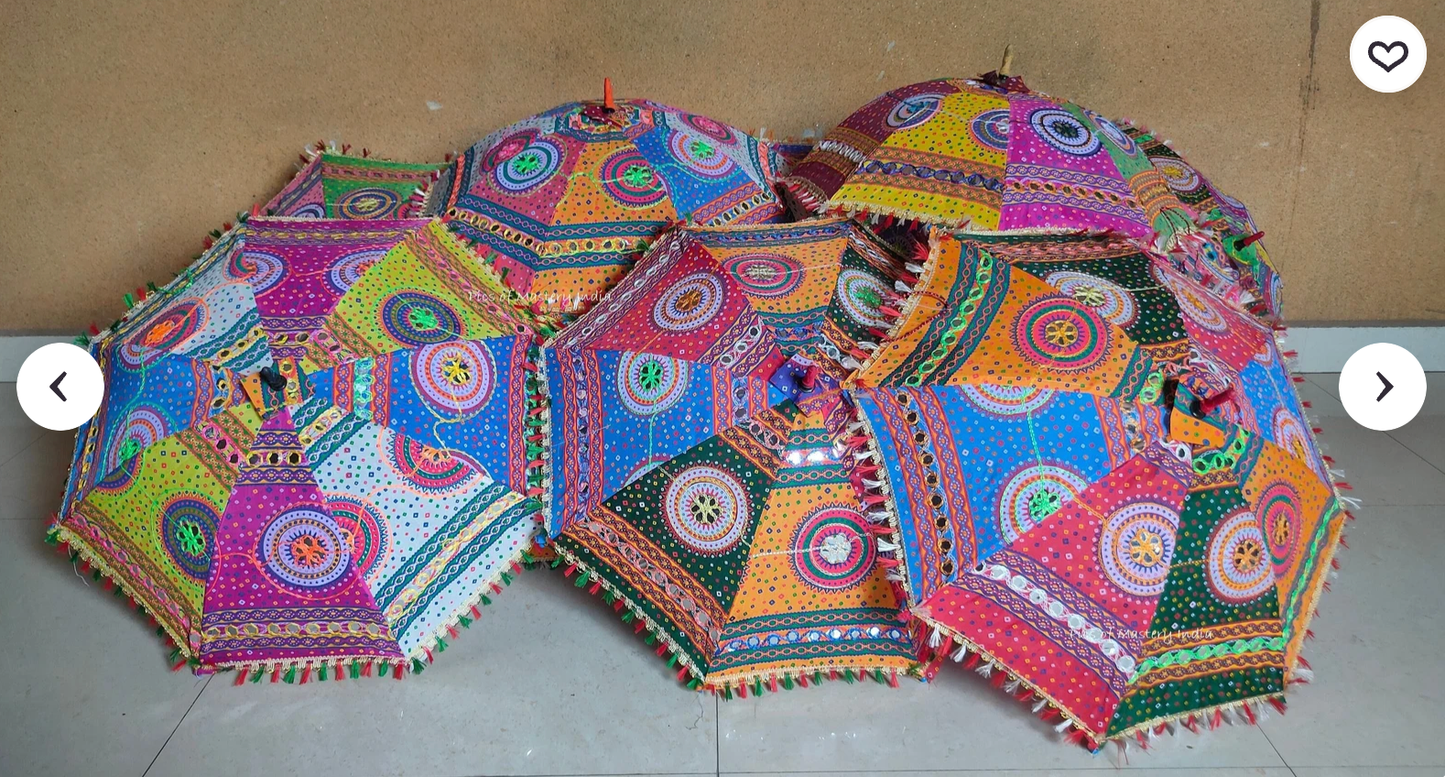 Handmade Embroidered Cotton Umbrella 