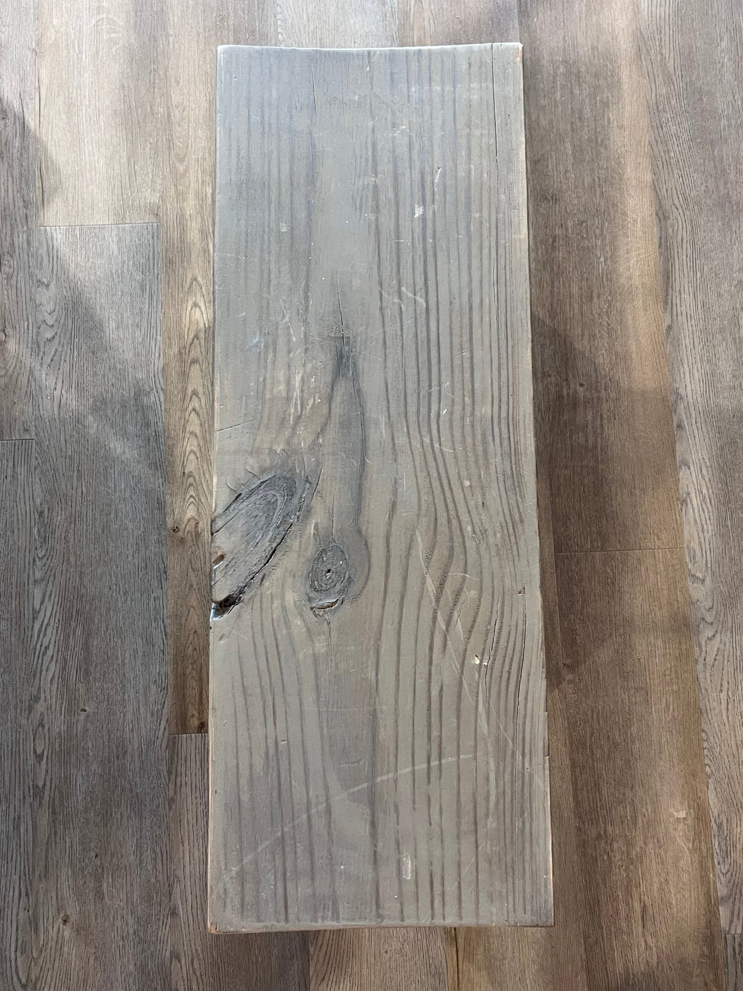 Handmade Farmhouse Wooden Bench - 30" x 15" Distressed Gray Utility Stool - The Mustard Seed Collection, The Seed