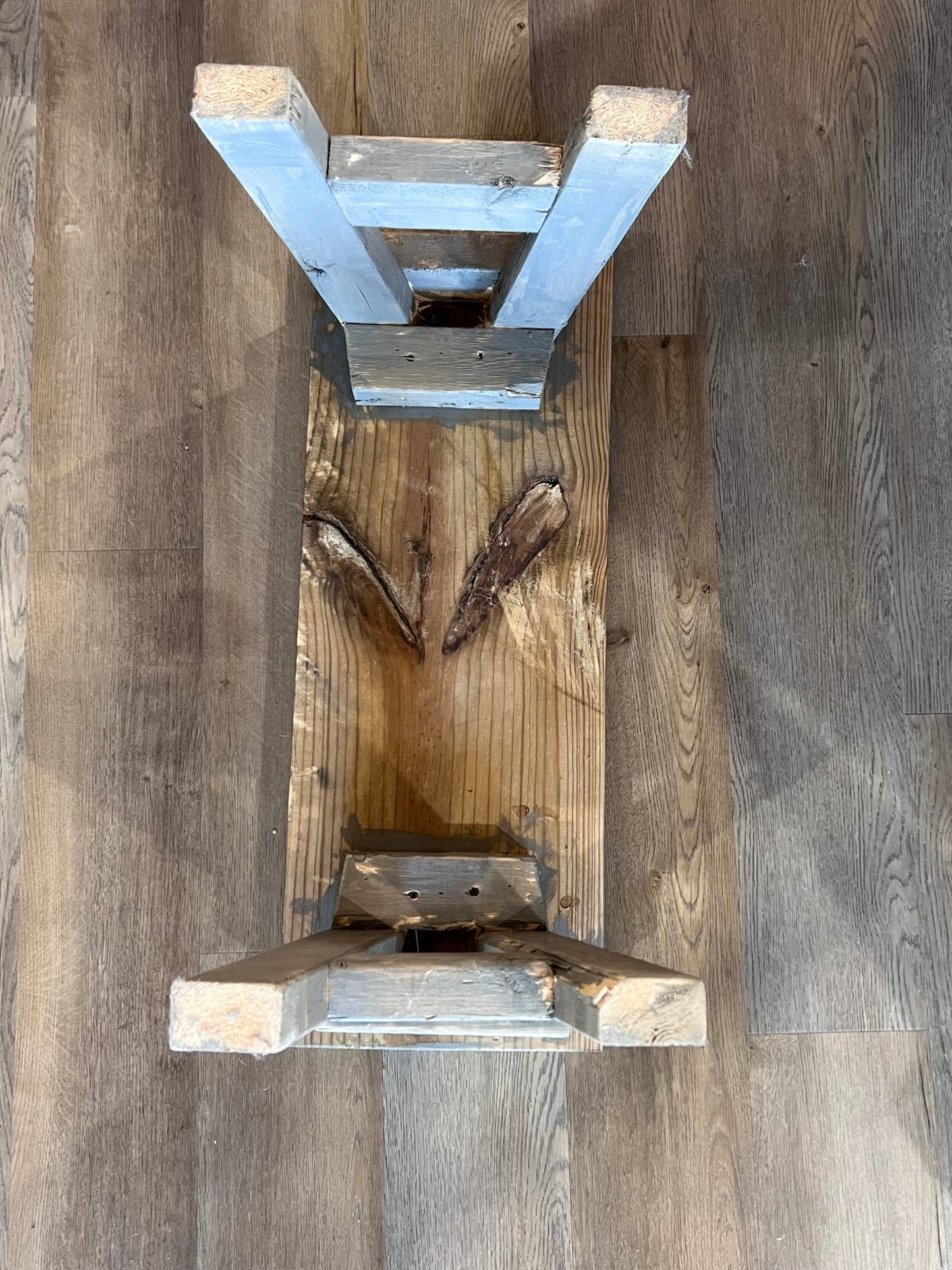 Handmade Farmhouse Wooden Bench - 30" x 15" Distressed Gray Utility Stool - The Mustard Seed Collection, The Seed