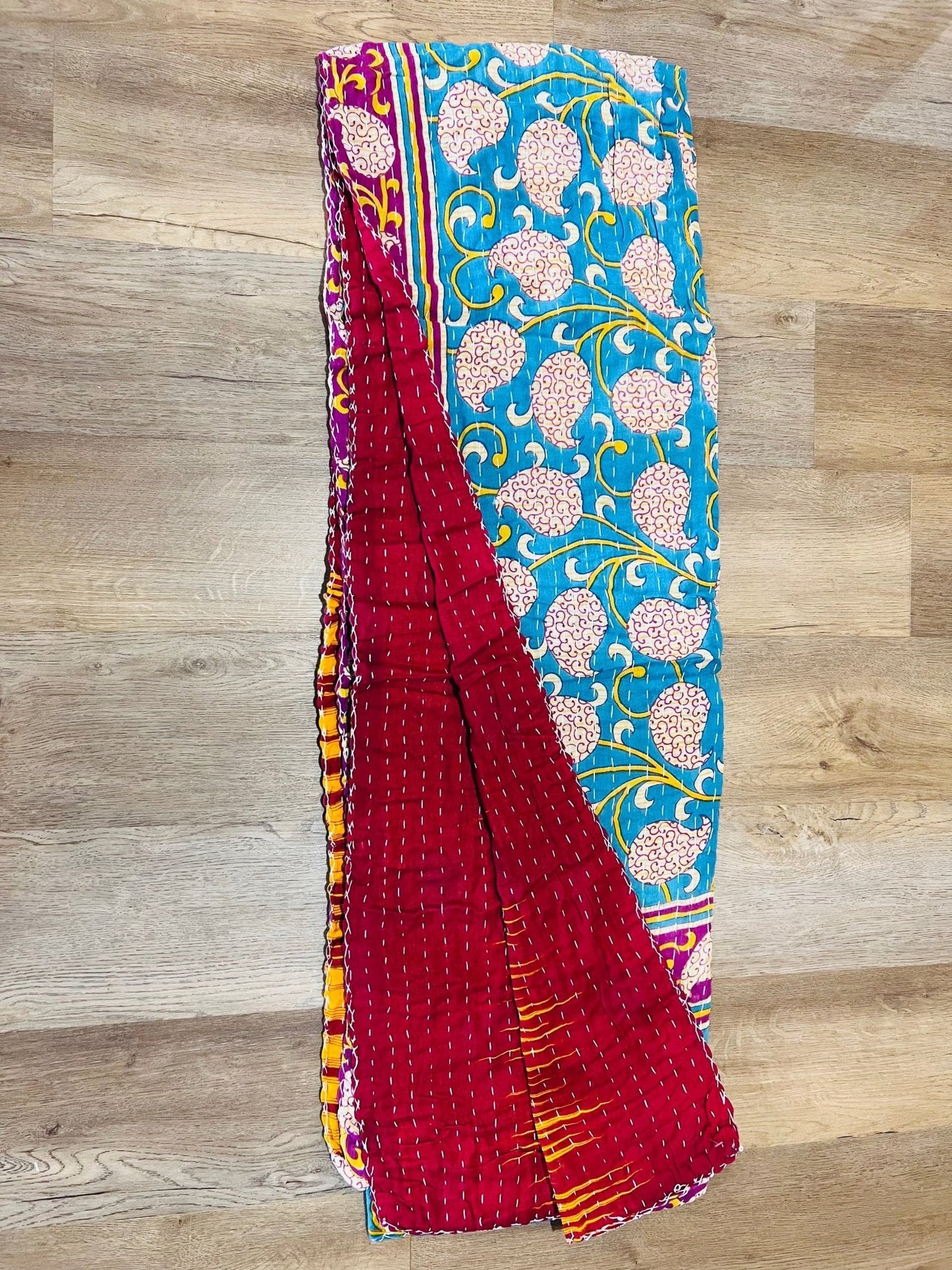 Handmade Indian Kantha Reversible Quilt I