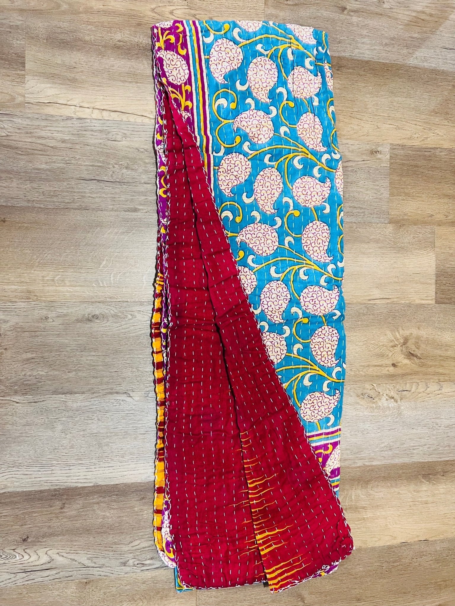 Handmade Indian Kantha Reversible Quilt I