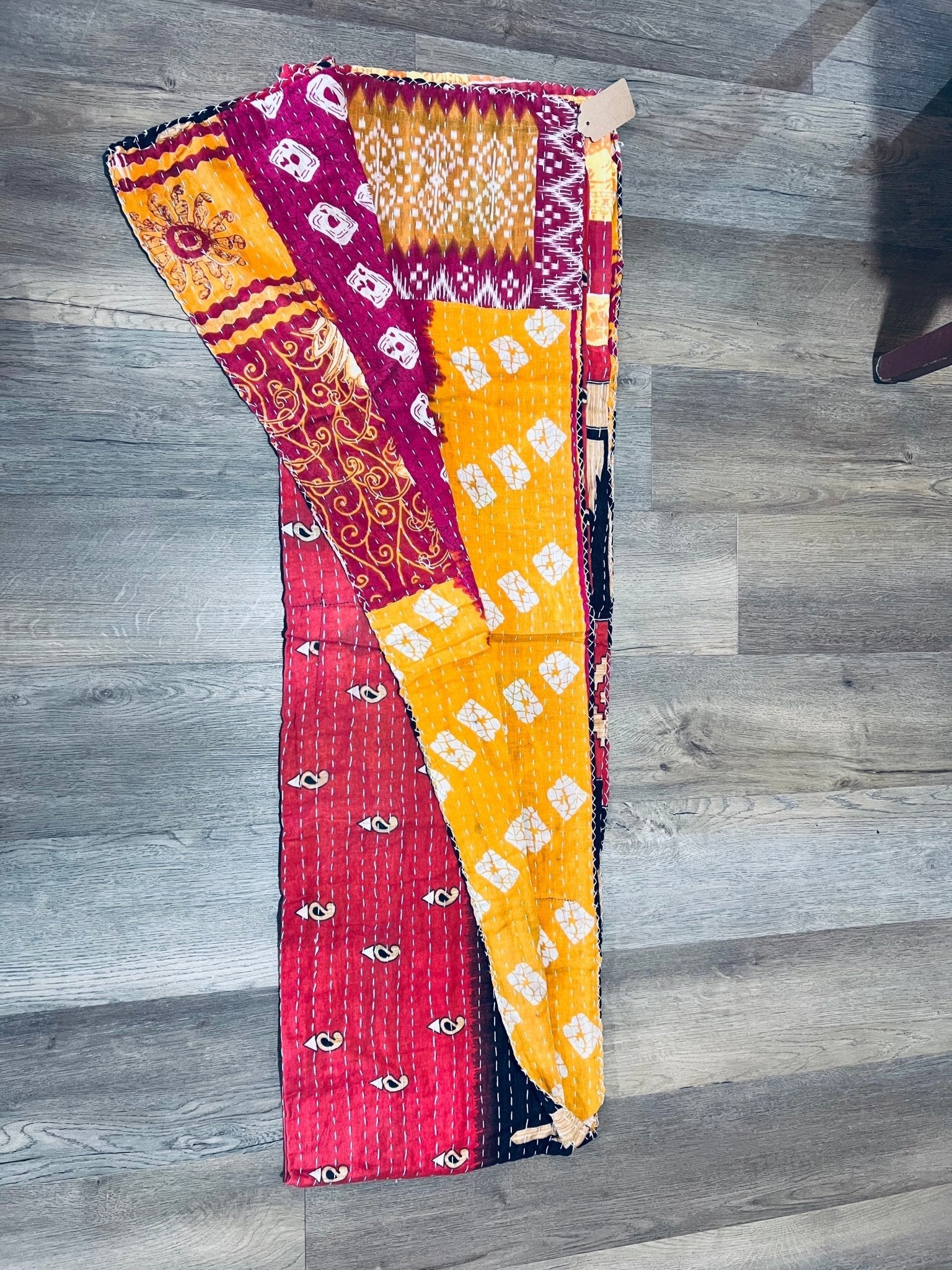 Handmade Indian Kantha Reversible Quilt E