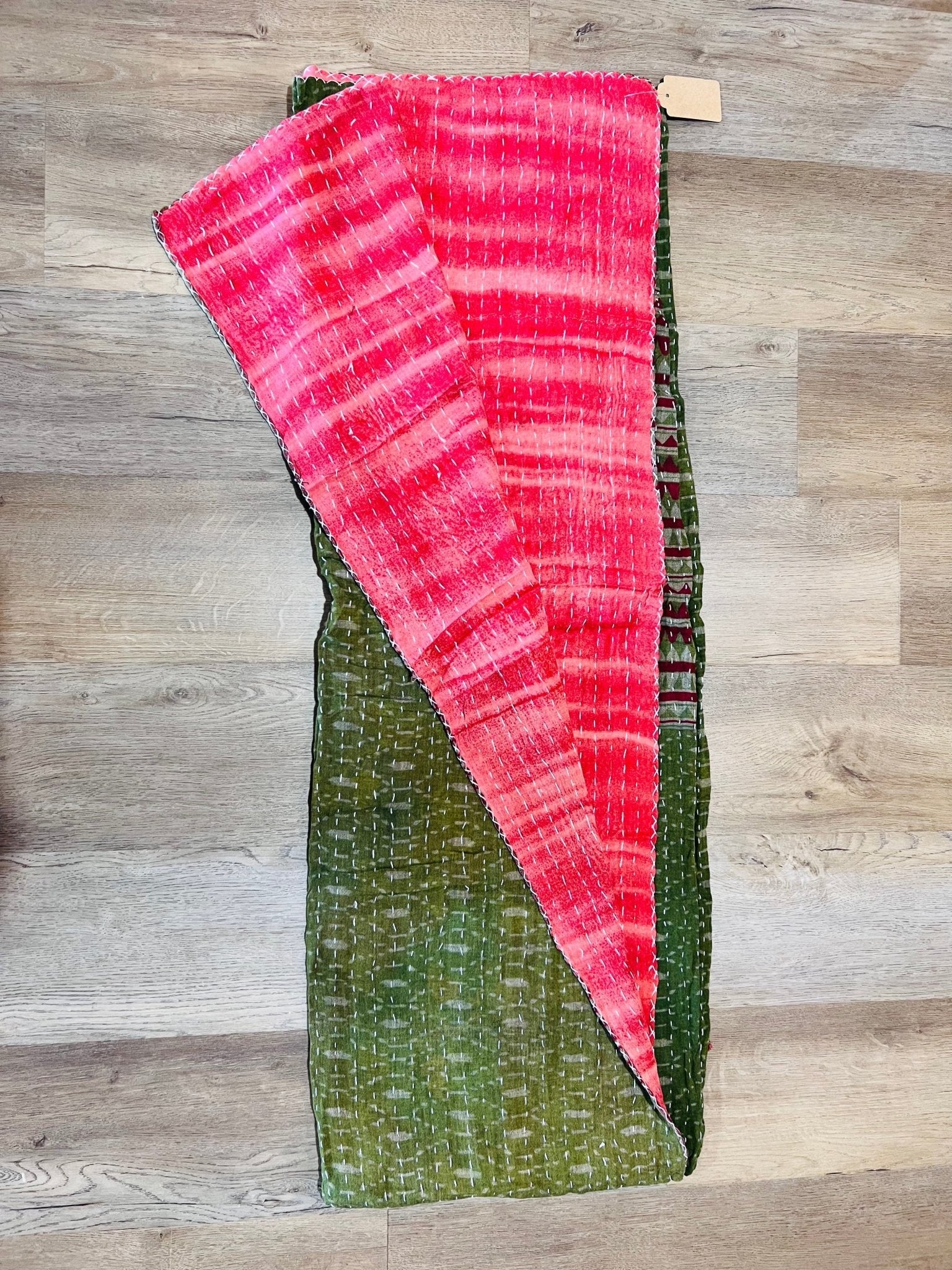 Handmade Indian Kantha Reversible Quilt F