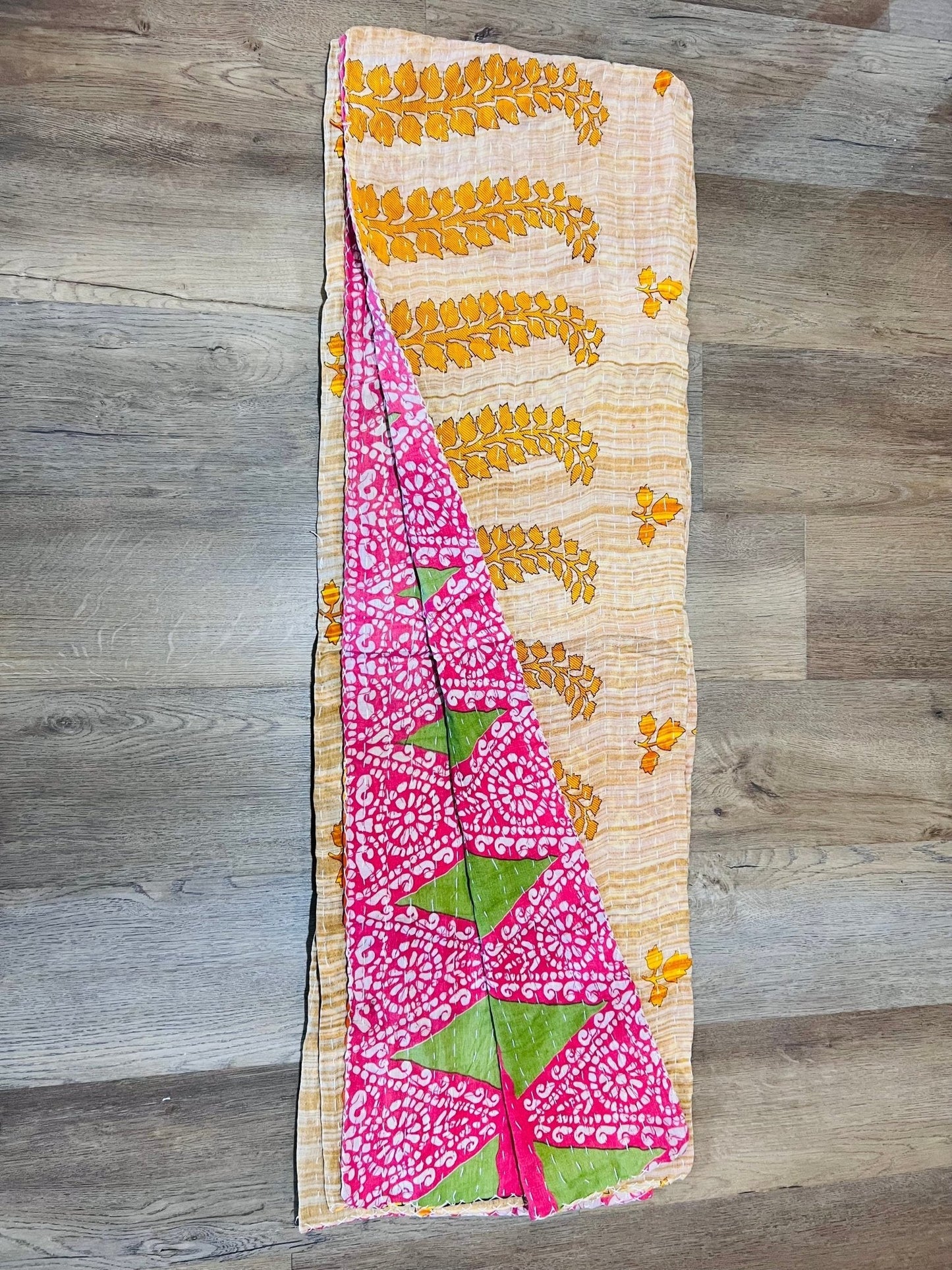 Handmade Indian Kantha Reversible Quilt J