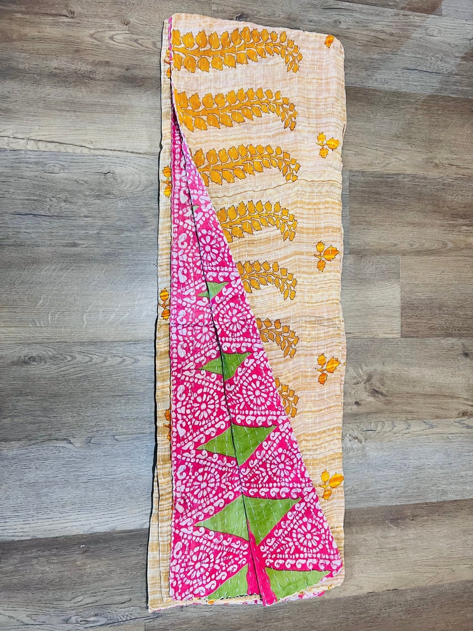 Handmade Indian Kantha Reversible Quilt J