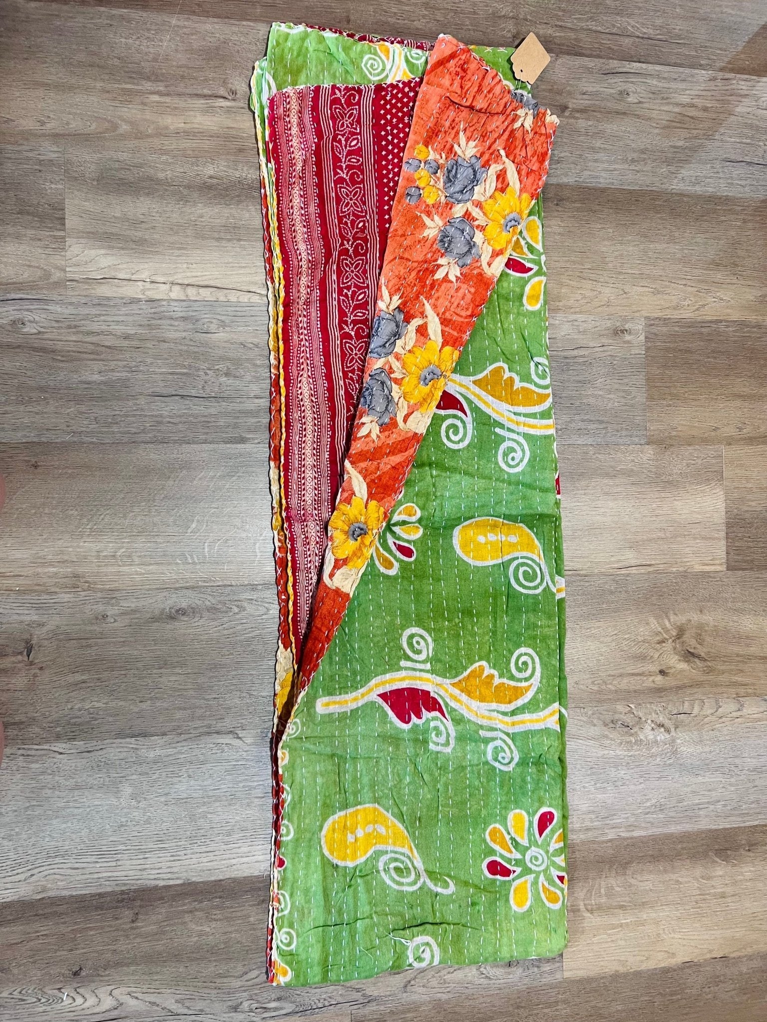 Handmade Indian Kantha Reversible Quilt L