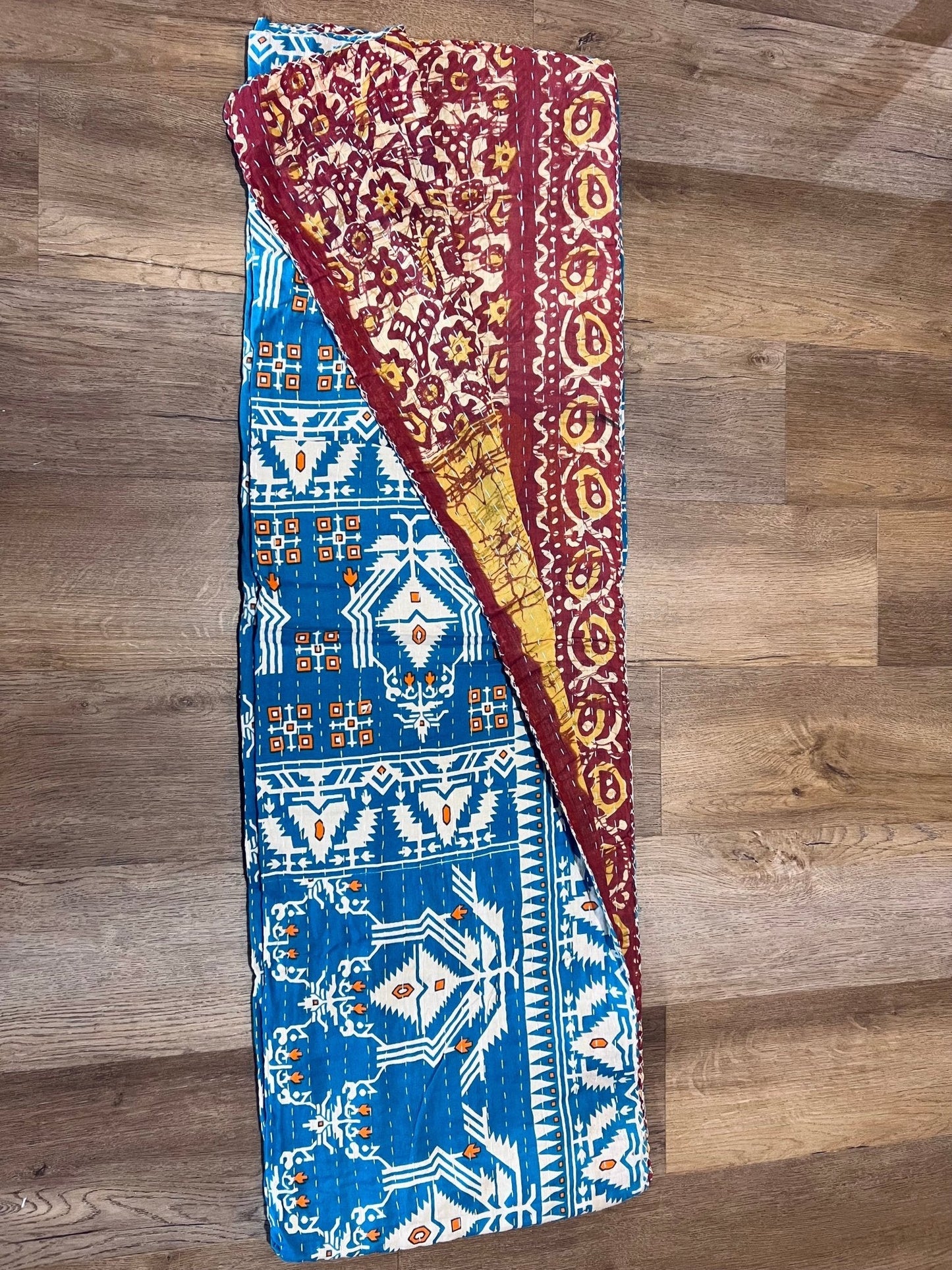 Handmade Indian Kantha Reversible Quilt M
