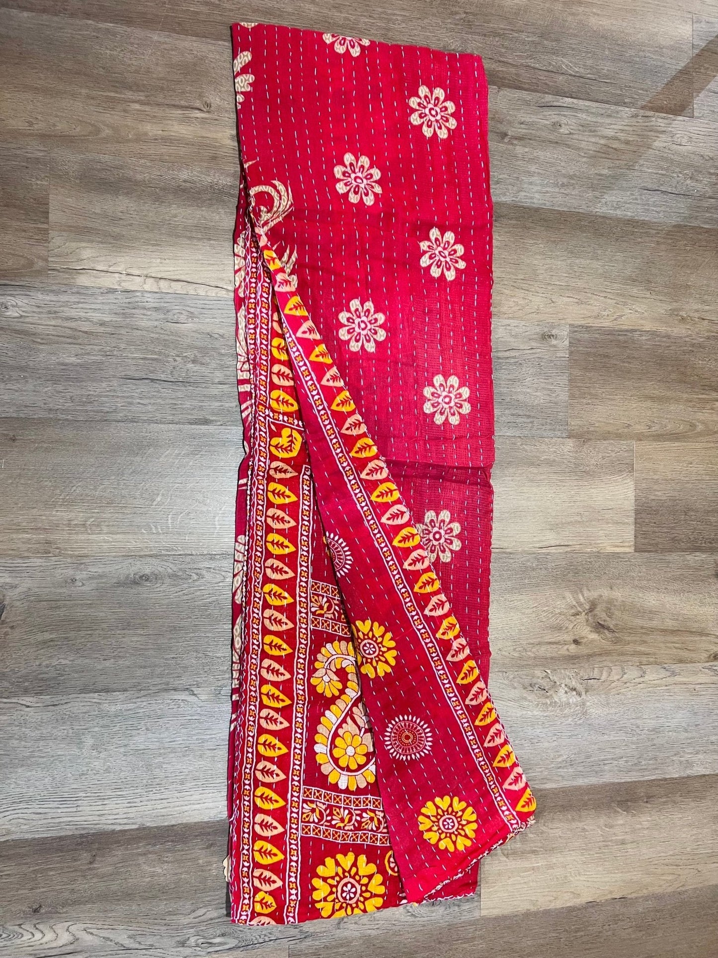 Handmade Indian Kantha Reversible Quilt P