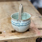 Handmade Stoneware Ceramic Basket – Blue Scallop 