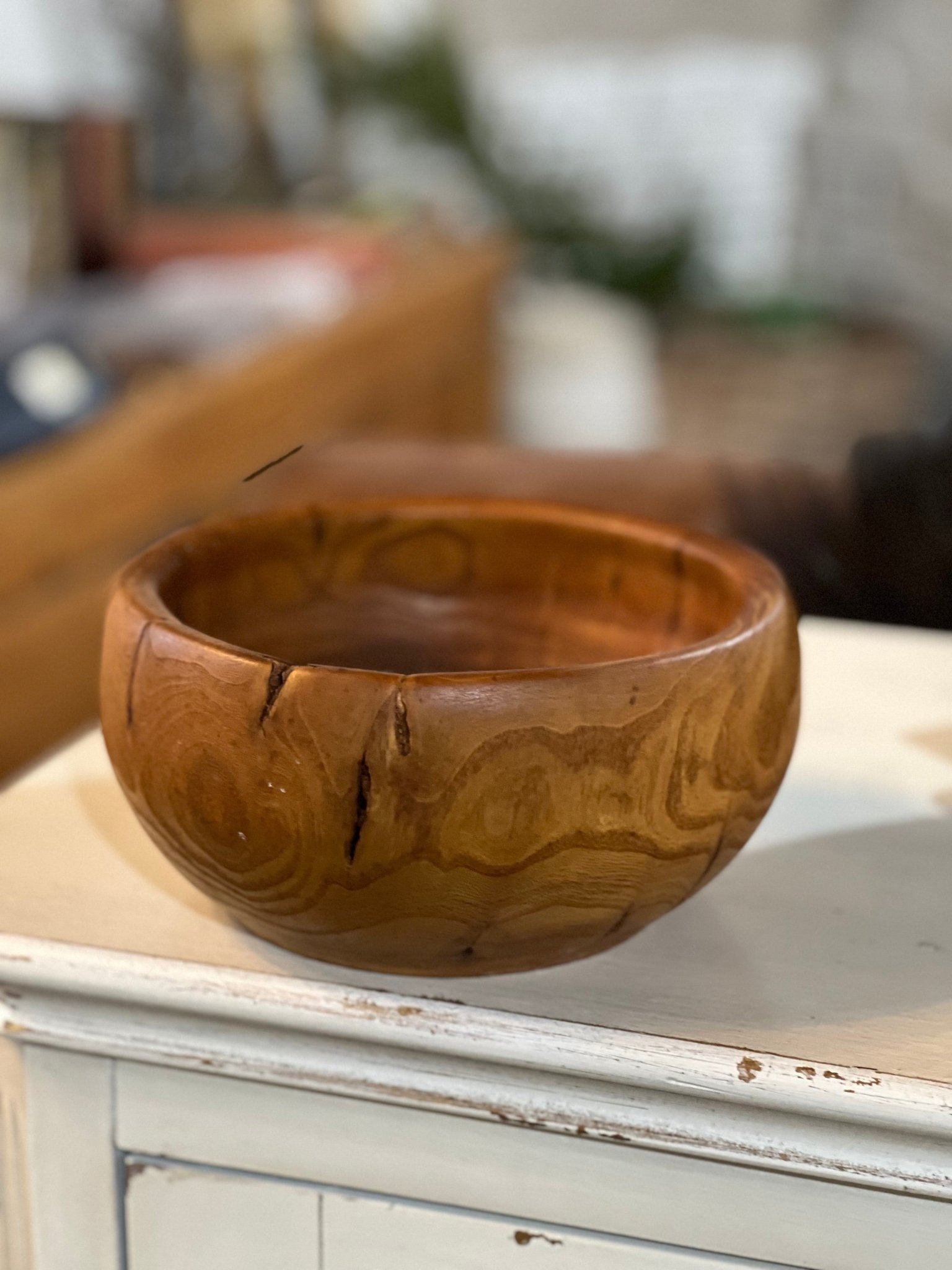 Heavy Round Wood Bowl 
