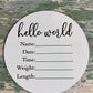 "Hello World" Newborn Baby Dry-Erase Sign 