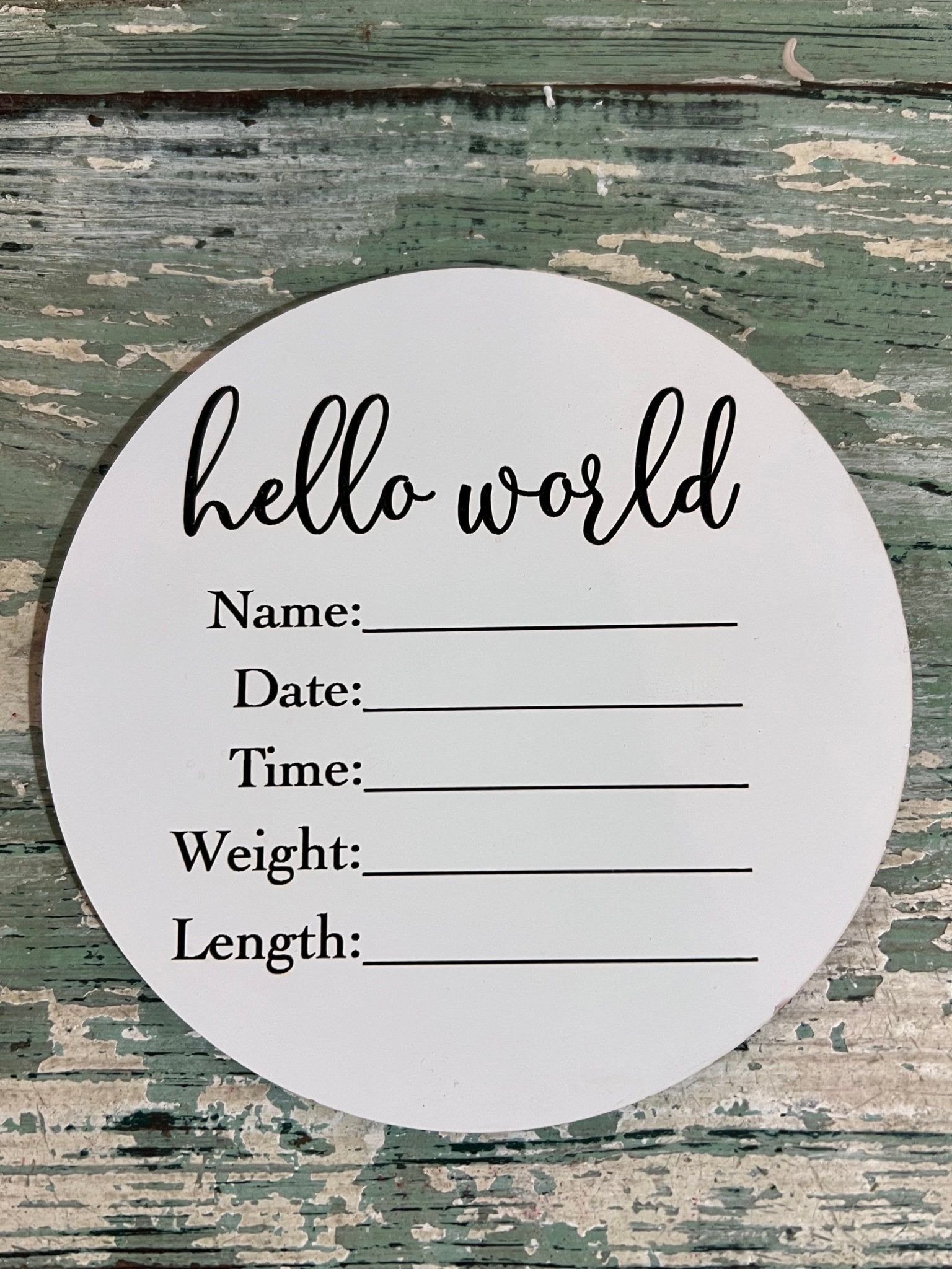 "Hello World" Newborn Baby Dry-Erase Sign 