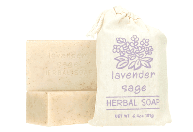 Herbal Cloth Sack Soap Lavender Sage 6.4oz Bar - The Mustard Seed Collection, The Seed