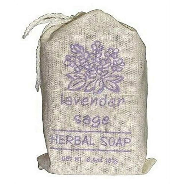 Herbal Cloth Sack Soap Lavender Sage 6.4oz Bar - The Mustard Seed Collection, The Seed