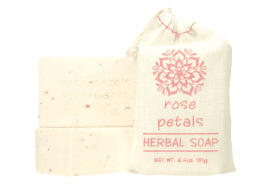Herbal Cloth Sack Soap Rose Petals 6.4oz Bar - The Mustard Seed Collection, The Seed