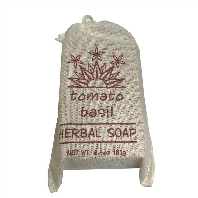 Herbal Cloth Sack Soap Tomato Basil 6.4oz Bar - The Mustard Seed Collection, The Seed
