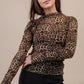High Neck Fitted Sheer Mesh Lace Knit Top: BLACK BOW - The Mustard Seed Collection, The Seed