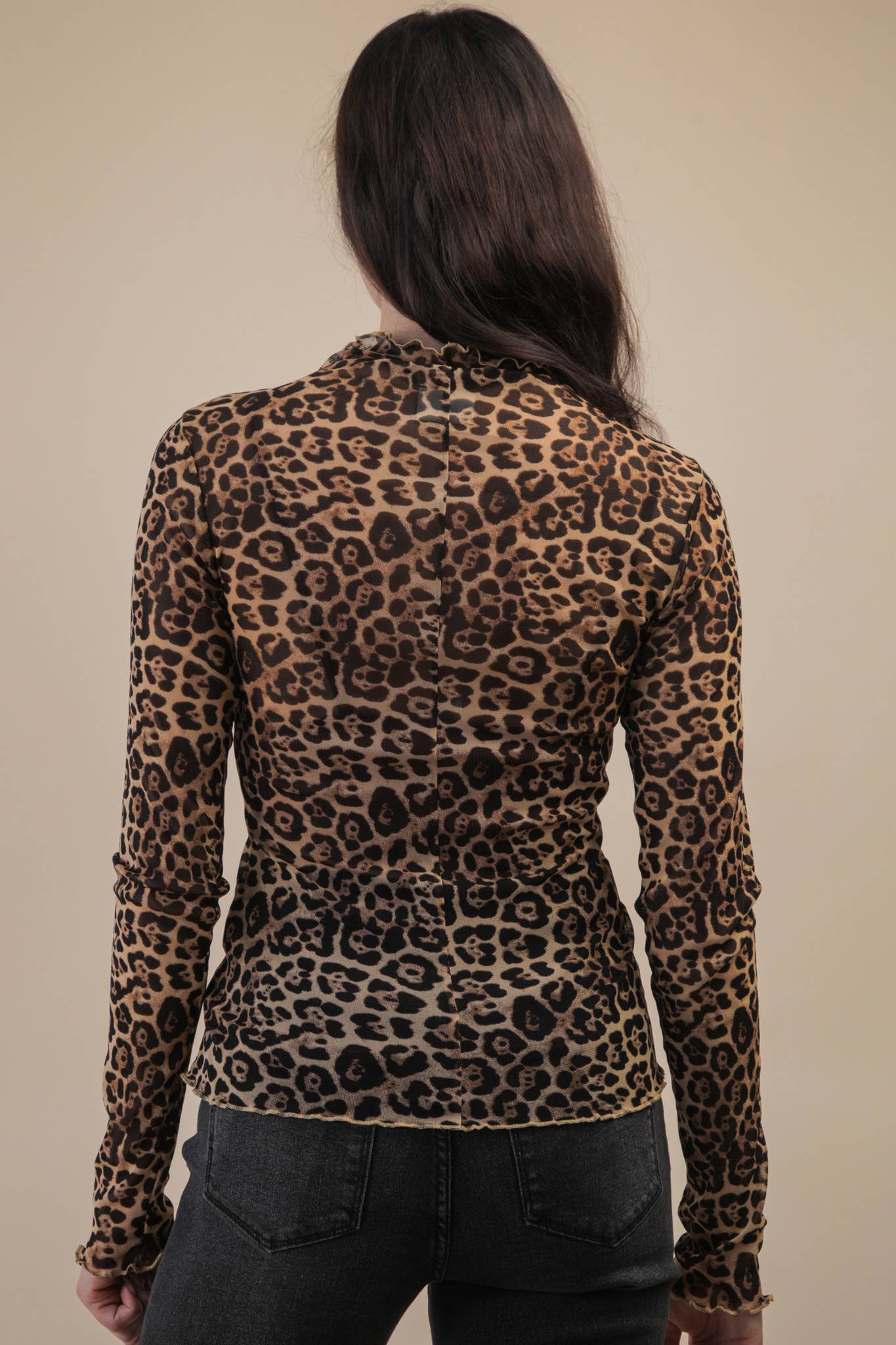 High Neck Fitted Sheer Mesh Lace Knit Top: BLACK BOW - The Mustard Seed Collection, The Seed